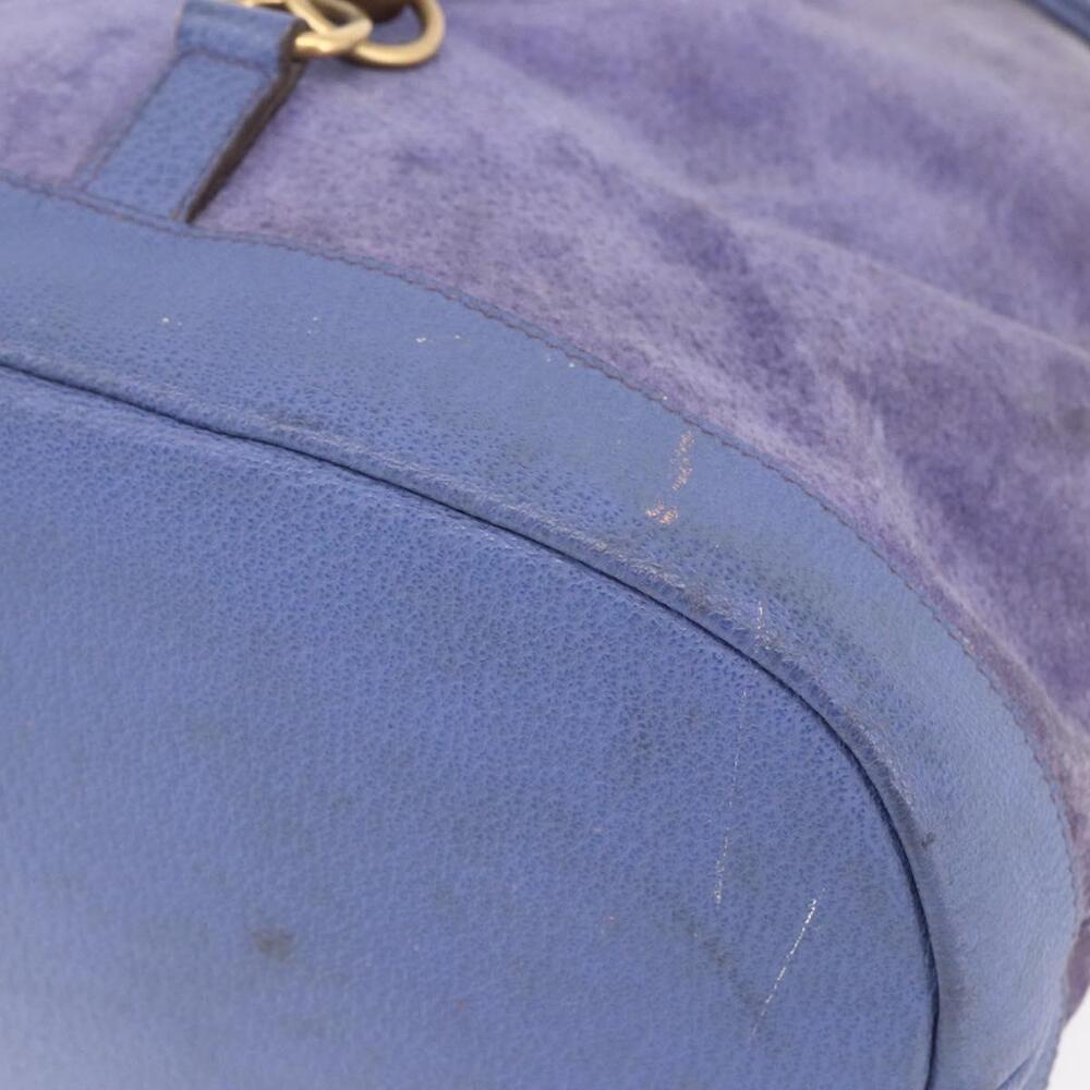 GUCCI Bamboo Backpack Suede Leather Blue Gold 003 2855 0043 0 Auth BA7788 - Picture 9 of 16